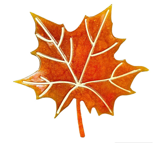 Handmade maple leaf resin coaster with preserved autumn leaf design