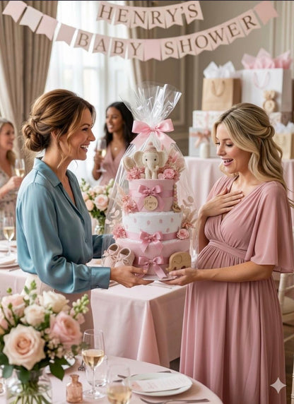 Stunning Personalized Boho Diaper Cake – The Ultimate Pink Baby Shower Gift