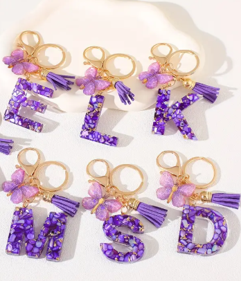 Personalized Alphabet Keychains - Purple