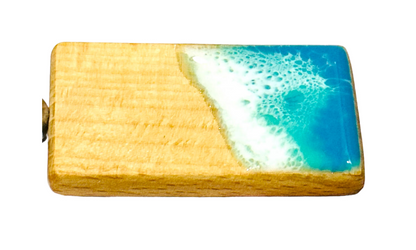 Resin Sea Wave Wood Keychain | Ocean wave keychain