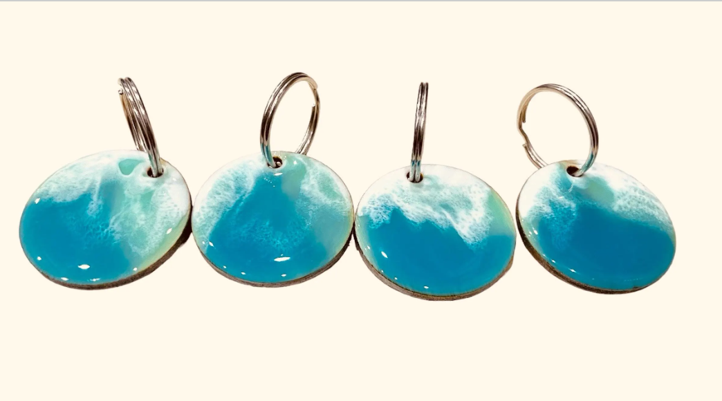 Resin Sea Wave Wood Keychain | Ocean wave keychain