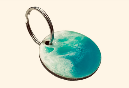 Resin Sea Wave Wood Keychain | Ocean wave keychain