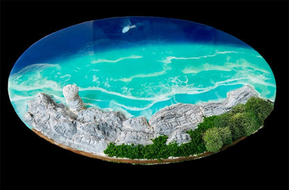 Miniature coastal landscapes art of Flowerpot Island with ocean waves and rocky shoreline in premium resin finish