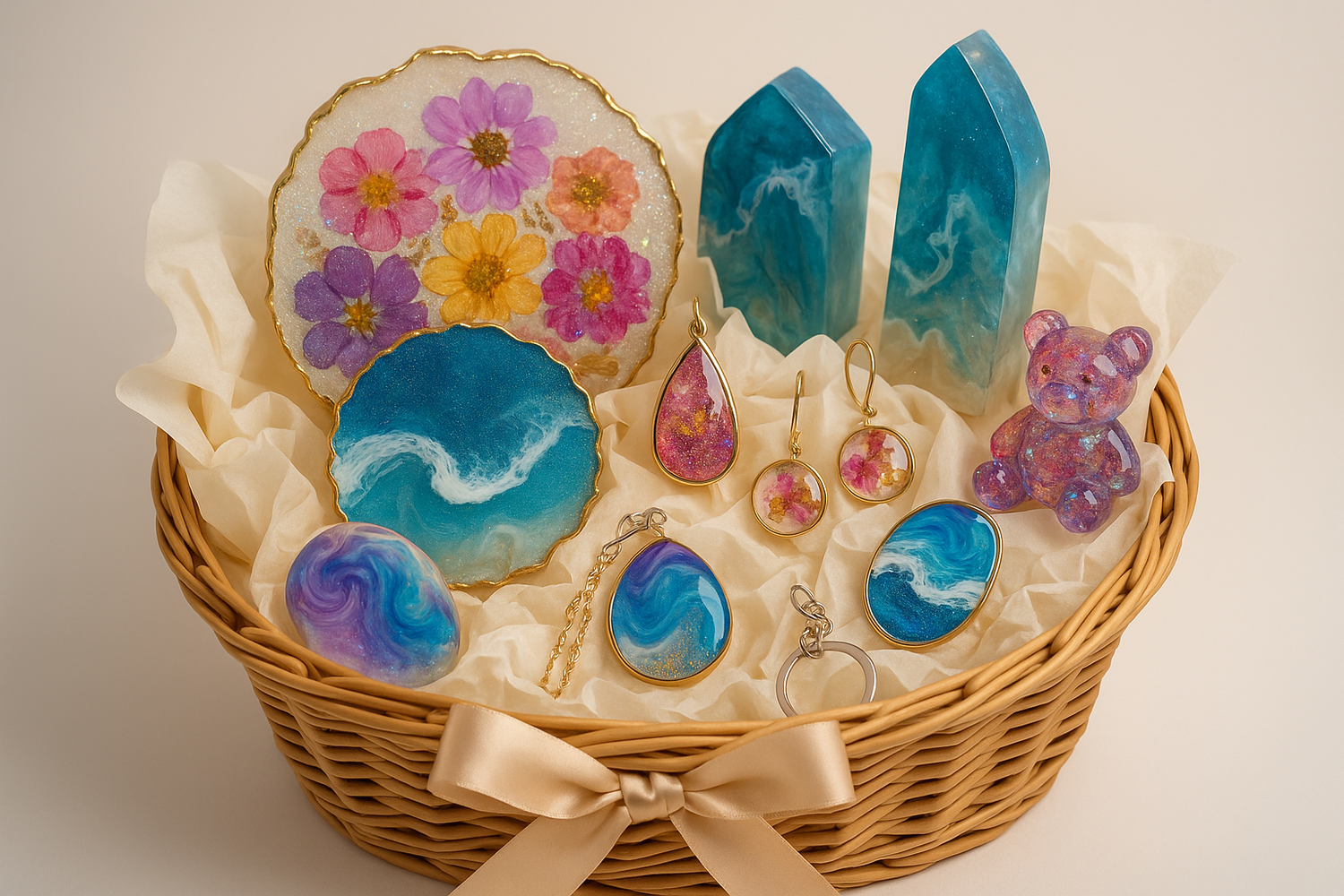 Gift basket with Resin items